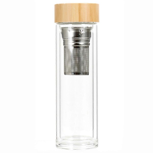 Motiverande Design Borosilikatglas Vattenflaska, Miljövänligt Bambulock För Mångsidig Användning, Säker För Varma & Kalla Drycker, Hållbar & Återanvändbar, Enkel