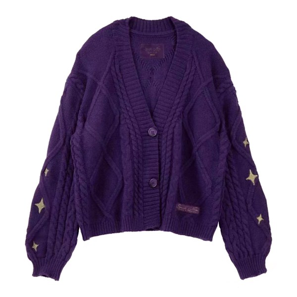 Speak Now Cardigan, Stjernebroderet Strikket Speak Now Cardigan, Speak No XL-2XL