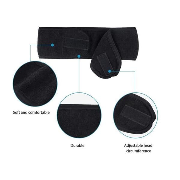 Makeup Pandebånd - Noname - 3 Stykker - Sort - Blødt og Absorberende - Komfortabelt og Elastisk