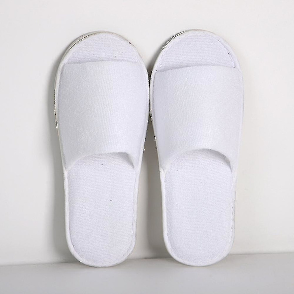 10 par spa-slippers med åben tå, hvide spa-hotel gæsteslippers, passer til de fleste mænd og kvinder