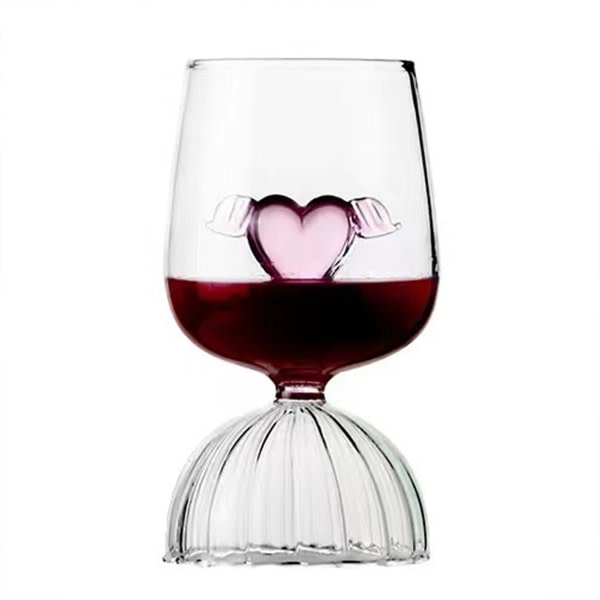 Alla hjärtans dag rosa hjärta vinglas Snyggt hushållsvinglas för restaurangfester 350ml