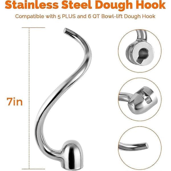 Dejkrog i rustfrit stål til 5-6QT skålløftende standmixere, til KitchenAid standmixer tilbehørserstatning Silver