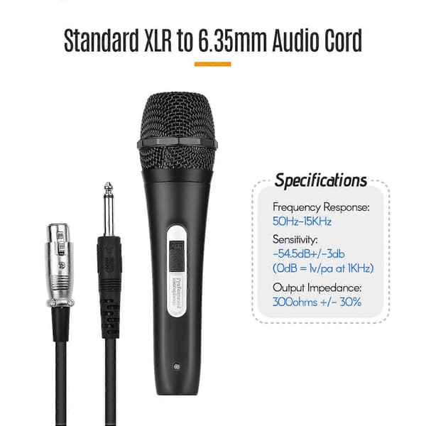 [KK] Handheld Wired Dynamic Microphone Mic XLR Cable 6.35mm Plug for Karaoke Singing Network Broadcasting Livestreaming Speech with 5 Meter Audio