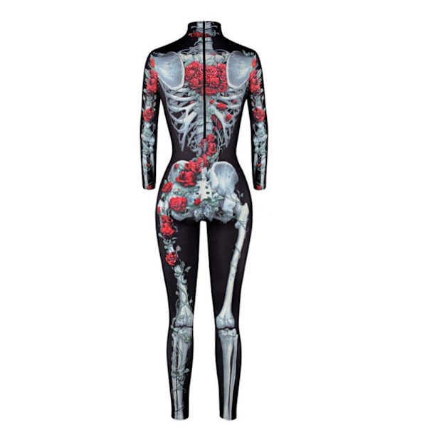 Dam Halloween Cosplay Kostym 3D-tryckt Skelett Skalle Tryckt Bodycon Strumpbyxor Jumpsuits Bodysuit XL