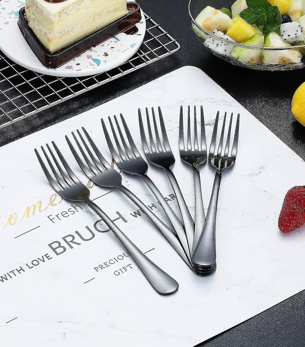 Sort middagsgaffel 6 stk, rustfrit stål 20,75 cm titanium bestik