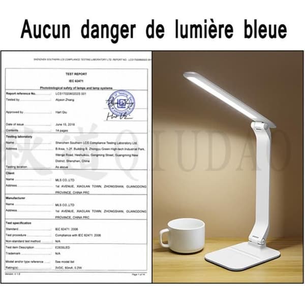 YANSION 5W LED skrivebordslampe - 3 lysmoduser - Justerbar lysstyrke
