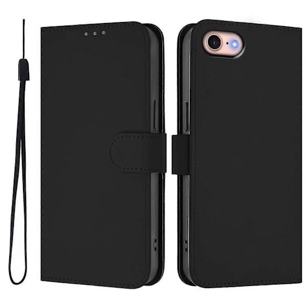 Skin Feel Lær Telefondeksel For iPhone SE 2022 / 2020 Black