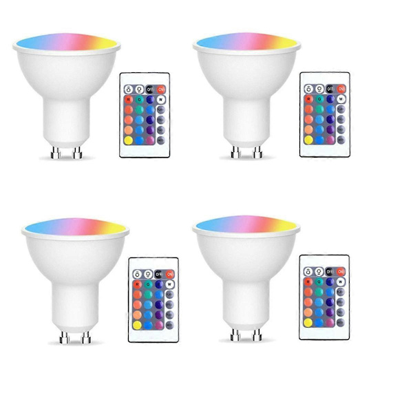 [KK] 4 pcs. Gu10 bulbs and 1 remote control with memory function 17 colors that can be changed Spotlight 4 dynamic lights