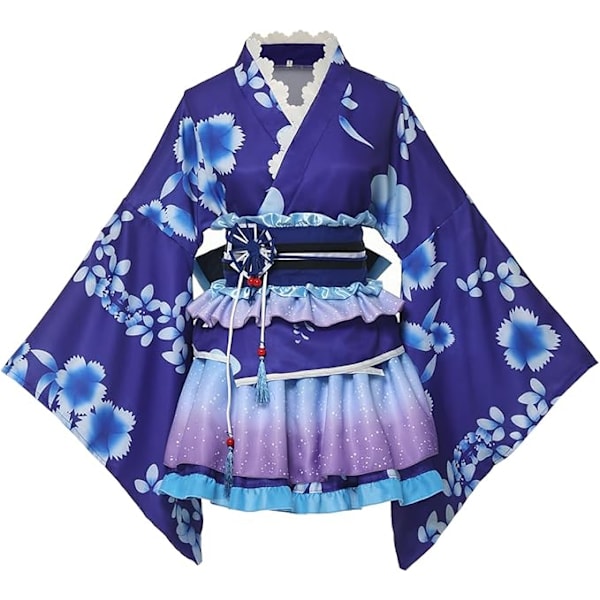 Tyttöjen kimono cosplay kesäfestivaali yukata herääminen Maki kimono blue L