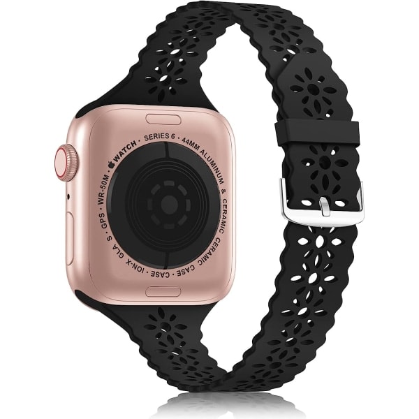 IC Silikoninen ranneke ja kärki yhteensopiva Apple Watch -rannekkeen kanssa 38 mm 40 mm 42 mm 44 mm Naiset - (42/44/45 mm Musta)