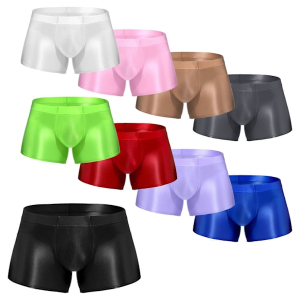 Herr Glansiga Boxerkalsonger Underkläder Låg Midja Underbyxor Poolparty Beachvolleybollshorts Strandkläder black M