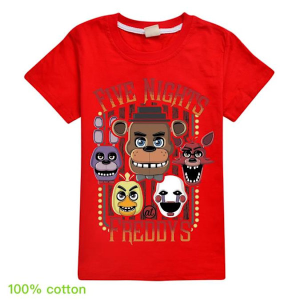 Fem Nätter hos Freddy FNAF T-shirt Barn T-shirt Cartoon Casual Kortärmad T-shirt Röd Red 11-12 Years