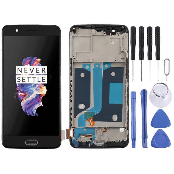 Til OnePlus 5 A5000 TFT Materiale LCD-skærm og Digitizer Fuld Samling med Ramme