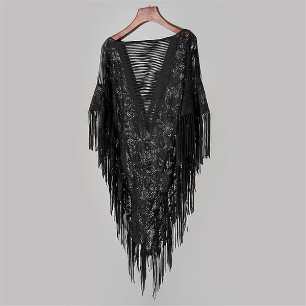 Fasjonable uthulede sjal i polyester, reise-cover-up, romantiske kapper for kvinner, luftig tilbehør til daglig bruk, svart Black