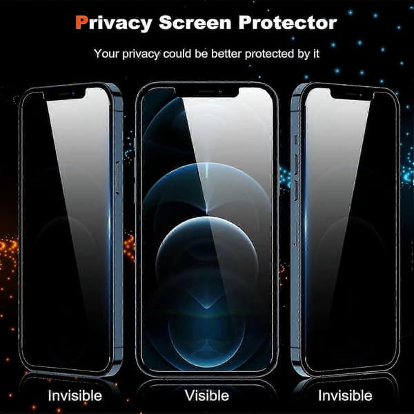 2-pak til iPhone 12 / iPhone 12 Pro Privacy Screen Protector hærdet glas, Anti Spy Privacy Screen til iPhone 12 / iPhone 12 Pro tilbehør, etui
