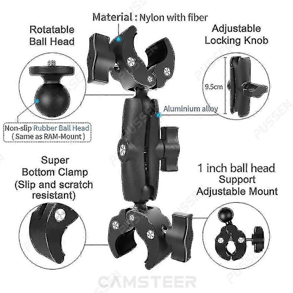 Motorcykel Cykel Osynlig Selfie Stick Monopod Styrfäste Fäste För Gopro Max Hero 11 Insta360 One X2 X3 Tillbehör 1.1m and 2 Clamp kit