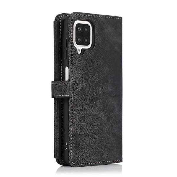 For Samsung Galaxy A12 4G / 5G Dream 9-Kort Lommebok Glidelås Veske Lær Telefon Deksel Black
