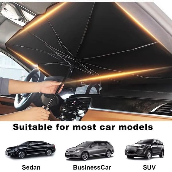 Bil solskærm - Universal - UV-beskyttelse - Varmeisolering - Sammenfoldelig - Hurtig installation