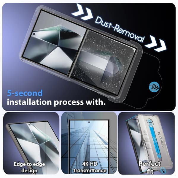 [KK]2-Pack Samsung Galaxy S24 Ultra Screen Protector & 2-Pack Lens Protector - Tempered Glass | [Automatic Installation] - Bubble-Free