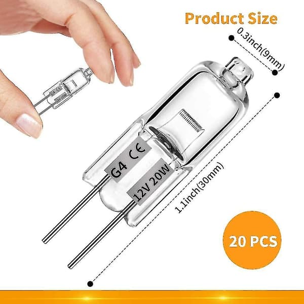 20 st G4 Halogenlampor, 20w 12v Halogenlampor Transparent