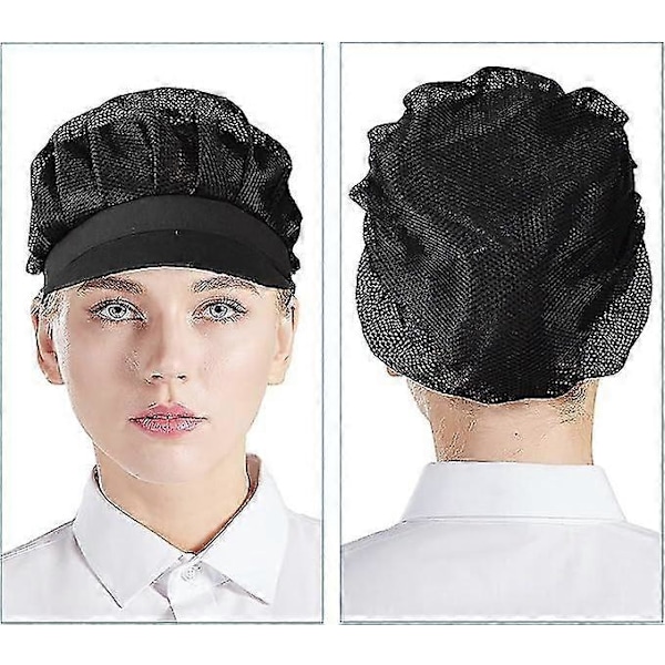 Svart 3-pack Kockmössa Kök Matlagningsmössa Matservering Hårnät För Kvinnor One Size