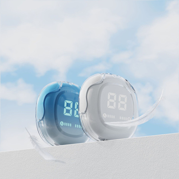 Bluetooth-headset med digitalt display og krystaldesign, mini øretelefoner med klar beholder Black