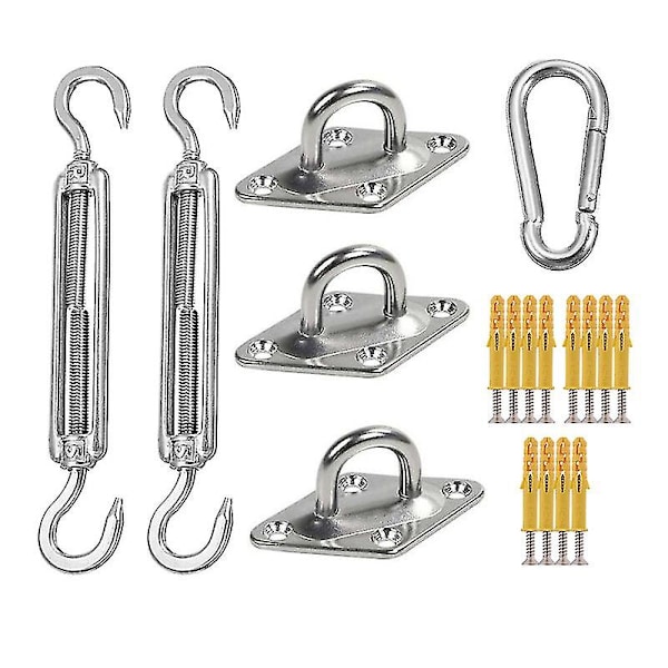3x3x4,3m/4x4x5,7m/5x5x7,1m Vandtæt Solsejl Trekant til Have Terrasse Udendørs Markiser Baldakin Pool Markise Camping Accessory Fixing Kit 3x3x4.3m
