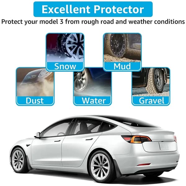 [KK] Mud Flaps Compatible with Tesla Model 3, Front and Rear, Fender Kit Grey Model 3