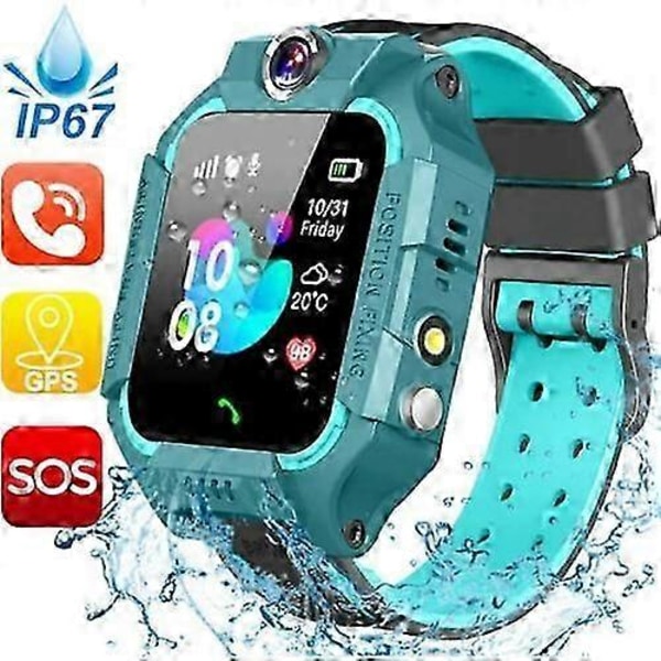 Q19 Barnklocka Kamera GPS SOS Samtal Telefon Klockor Pojkar Flickor Grön