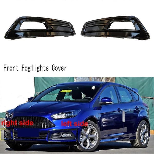 Frontfanger Grill Tåkelys Deksel Trim Tåkelys Frontlykter Ramme for Ford Focus ST 2015-2018 Black