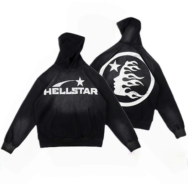 Jakke Hellstar Brainwashed Hoodie Retro mud dye hættetrøje FLOCKING mænd og kvinder Black 1 M