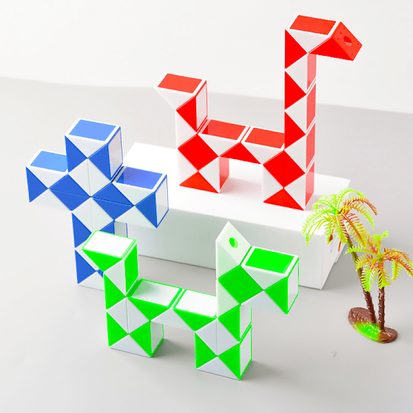 3-pakke med 24 Magic Snake Cube, Snake Speed Cube, Plastpuslespill