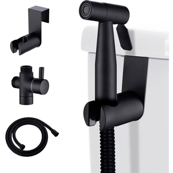 Toiletspray Kit - ZOR® - Håndholdt Bidet Sprøjte - Rustfrit Stål - Justerbart Tryk - Sort