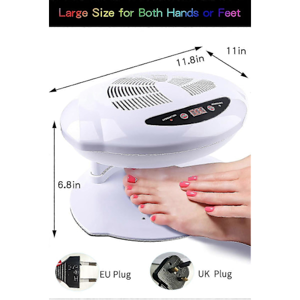 Luftnageltork, 400W Luftnagelfläkt Tork för Nagellack Intelligent Automatisk Sensor Varm & Kall Luft Nagellack Torkfläkt Manikyrverktyg EU Plug