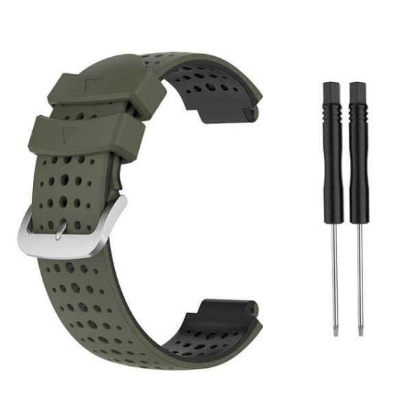 (armégrön + svart) Watch med stålspänne, med suv-skruvmejsel för Garmin Forerunner 220 230 235 620 630 735XT