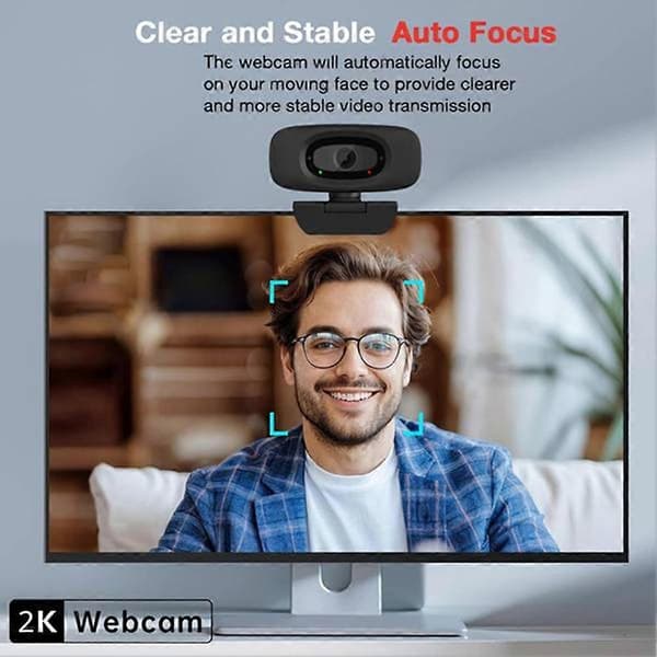 USB-webcam med smart støjreduktion og autofokus, 120° HD vidvinkel til desktop