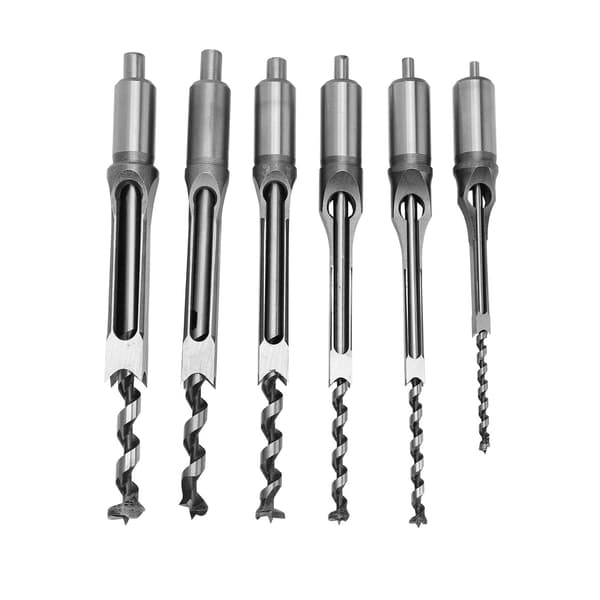[KK] 【jia】6pcs Square Hole Saw Drill Bit Mortise Chisel Woodworking Tool
