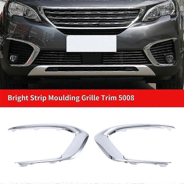 Tåkelysdeksel til 5008 - slitesterk grilllist og lys stripe Silver