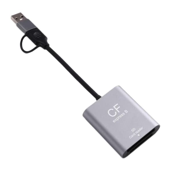 CFexpress typ B-kortläsare USB3.2 Gen2 10 Gbit/s 2-i-1 USB C & USB A CFe-kortläsare med SD-kortplats för CFexpress typ B