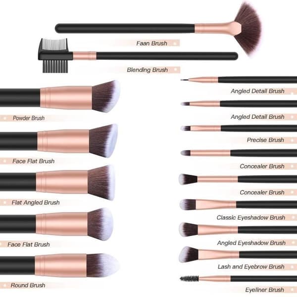 Makeupbørstesæt - Professionelt sæt - Foundationbørster - Makeup-taske - Billigt