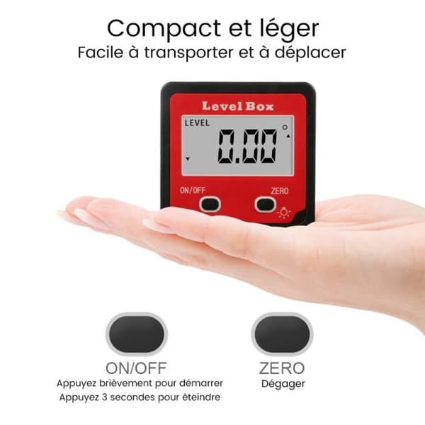 2-knapps digital inklinometer Mini Rødt digitalt inklinometer