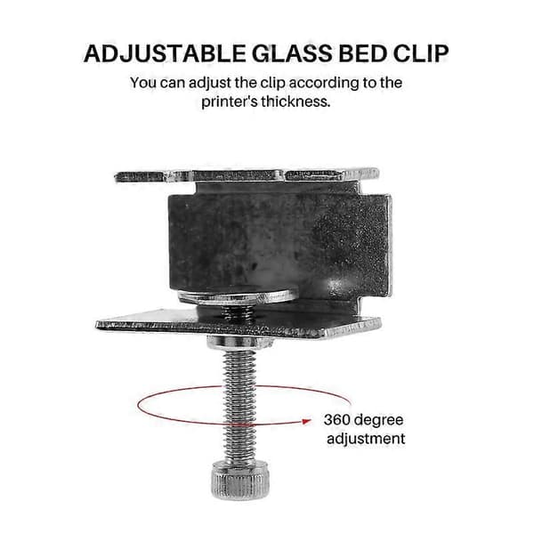 Glasbedklips kompatibel med 3/3 Pro/V2/3S, 5/Pro, justerbart 3D-printerklips tilbehør, 4 Silver