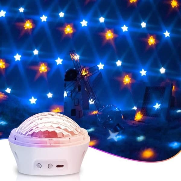 LED Stjernehimmel Nattlysprojektor med Timer og 4 Dynamiske Projeksjonsmoduser - Hvit - 0.25kg