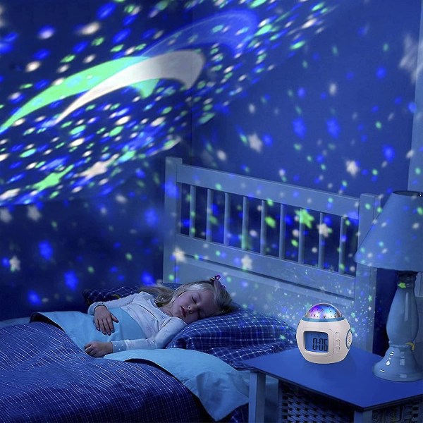 Barnväckarklocka, Star 7 missfärgat nattljus, digital temperaturavkännande väckarklocka, för små barn, barn, pojkar och flickor, studenter