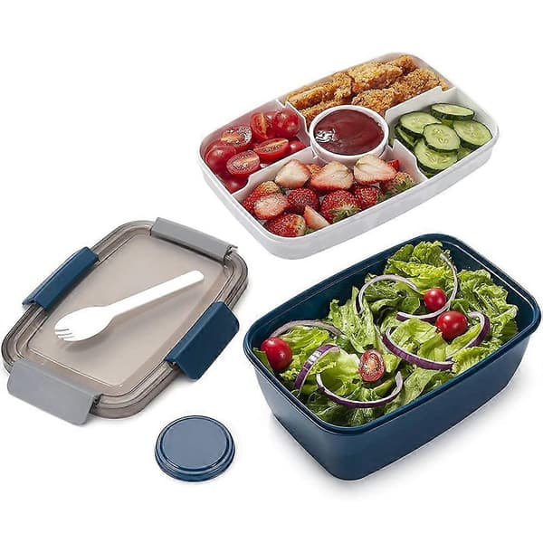 Lunsjbeholder To Go, 2000 ml salatboller med 4 rom Blue