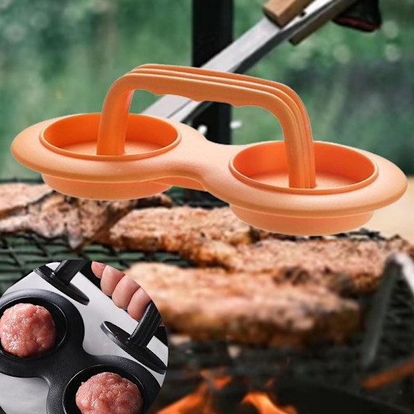 Allsidig dobbelthulls kjøttkakeburger - lag perfekte burgere for grilling, BBQ og fylte burgere C C 2PCS