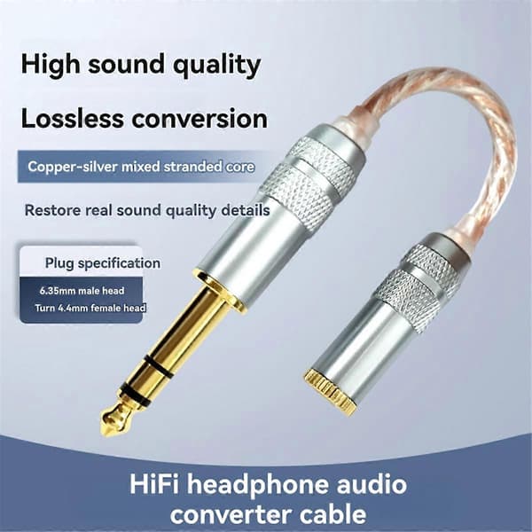 Lydadapterkabel 4,4 mm hun til 6,35 mm han til hun