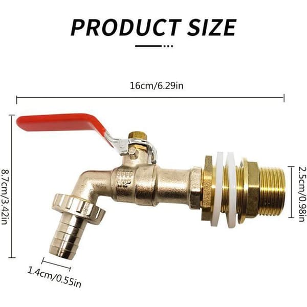 1000L Regnvandsopsamling Tap 1/2\" (13 mm) Tap, IBC Dræntankadapter til Tap, Messing (1 STK ODIPIE)