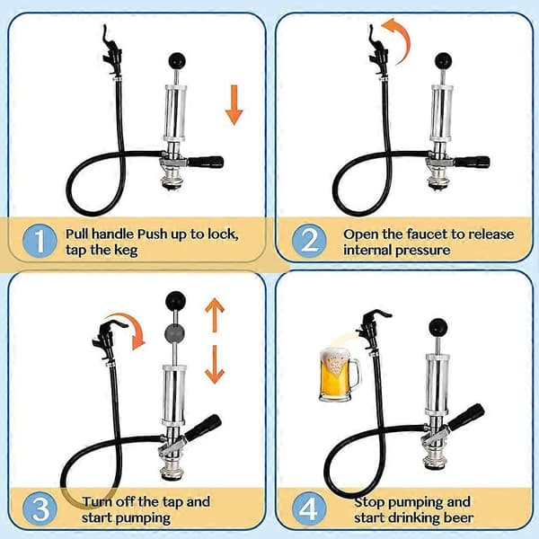 Fustpump, D-system 4 tums krom ölfustpump med ölkran, för amerikanska ölfust, Molson, Busch, Miller as shown
