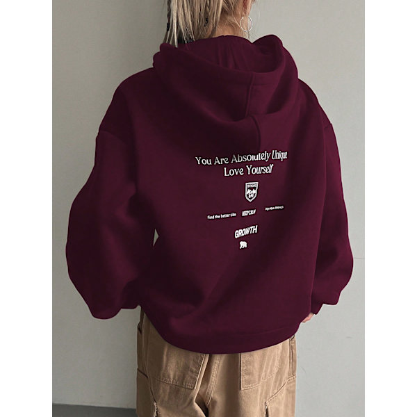 Dazy Slogan Grafisk Drop Shoulder Dragsko Bourgogne Burgundy L
